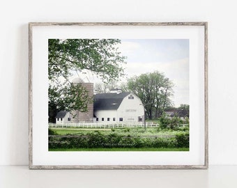 White Barn Photo, Farmhouse Wall Decor, Barn Photograph, Barn Print