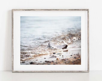 Beach Photograph, Coastal Wall Art, Beach Photography, Fine Art Ocean Print, Lake Superior Photo, Waves in the Sand Photograph