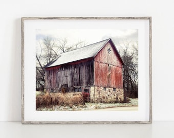 Red Barn Photo, Farmhouse Wall Decor, Red Barn Print, Rustic Red Barn, Red Barn Canvas Print