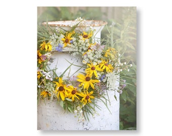 Wildflower Photo, Black Eyed Susan Print, Farmhouse Wall Decor, Yellow Flowers, Country Wildflowers