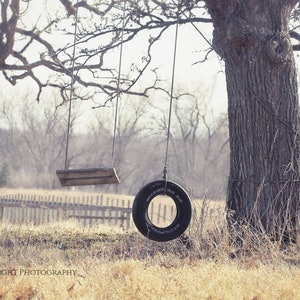 Tire Swing Photo, Country Landscape Photograph image 2