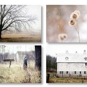 Landscape Print Set, Farmhouse Wall Decor, Country Home Decor, Rustic Wall Art, Barn Art, Landscape Prints Set of 4, Farmhouse Canvas Art