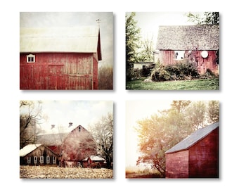 Barn Print, Red Barn Photos, Farmhouse Wall Decor, Red Barn Photography, Barn Canvas Art, Red Barn Print Set