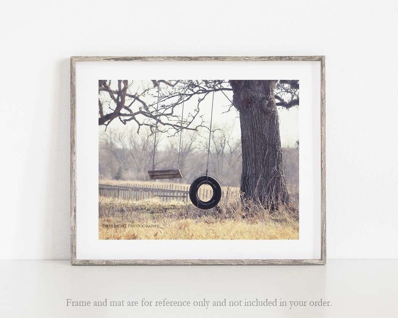 Tire Swing Photo, Country Landscape Photograph image 1