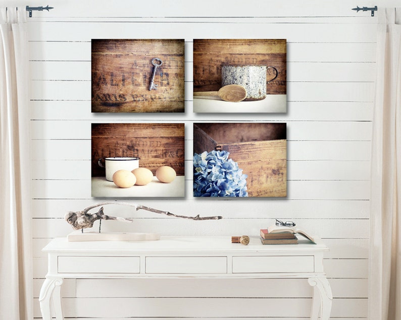 Farmhouse Kitchen Decor Rustic Wall Country Art Set Fixer Upper Canvas