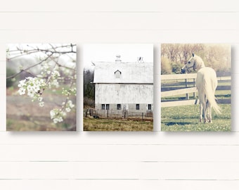 Farmhouse Wall Decor, Barn Print, Horse Photo, Rustic Home Decor, Country Decor, Set of 3 Prints, Rustic Landscape Prints