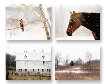 Rustic Farmhouse Wall Decor, Neutral Decor, Barn Photo, Horse Photo, Country Landscape, Canvas Wall Art