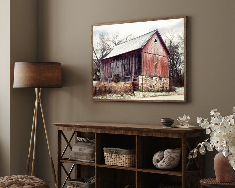 Red Barn Photo Farmhouse Wall Decor Rustic Red Barn Red - Etsy