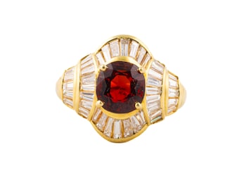Ruby and Diamond Baguette Gold Ring