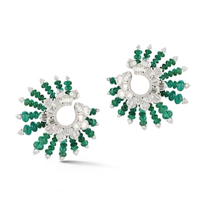 Emerald & Diamond Spiral Earrings