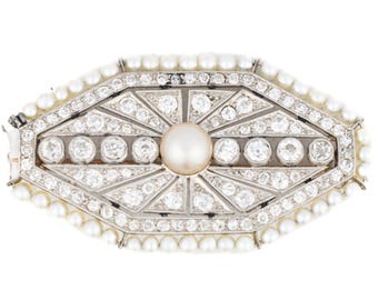 Antique Pearl and Diamond Brooch
