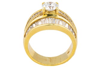 Anillo de cóctel vintage de oro amarillo de 18 quilates y diamantes