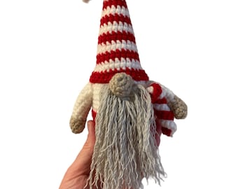 Christmas Candy Cane Gnome - Crochet Pattern PDF - Digital Download