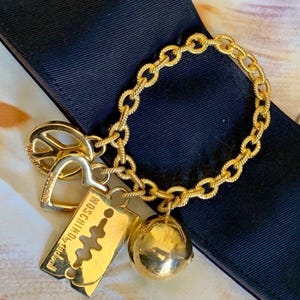 Vintage RARE Moschino Wide Belt with Gold Charms