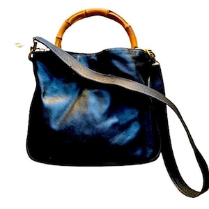Vintage Gucci Bamboo Handle Leather Shoulder Bag
