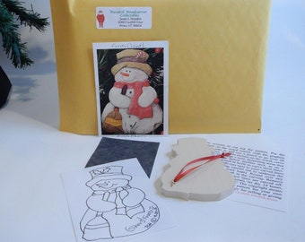 DIY Wood Carving Christmas Ornament Kit: Basswood Snowman