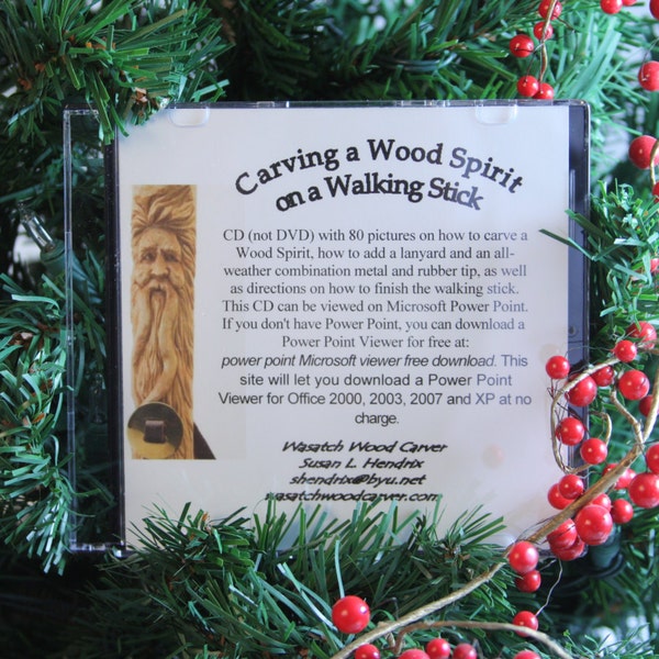 How To handcarve a Woodspirit on a Walkingstick, CD 84 photos with text, Christmas walking staff, hiking stick gift learn new hobby carving