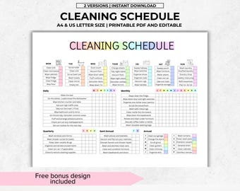 Editable cleaning planner, cleaning checklist schedule, ADHD Cleaning planner, Household Family kids Chores chart, monthly, Digital Download
