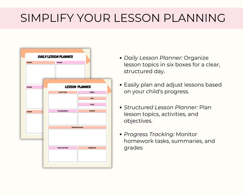 Digital Printable Homeschool Planner, Weekly Lesson Planner Workbook ...