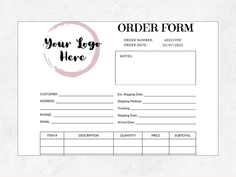 Order Form Template, Order Form Editable, Crafters Order Form, Purchase ...