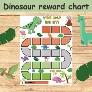 Dinosaur reward chart for kids, reward chart printable, behavior chart, chore chart, kids routine chart, sticker chart, digital download
