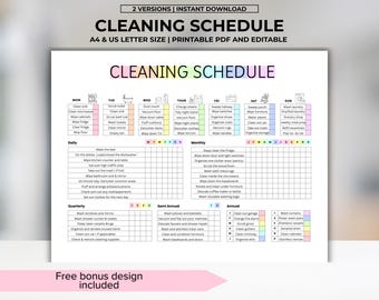 Editable cleaning planner, cleaning checklist schedule, ADHD Cleaning planner, Household Family kids Chores chart, monthly, Digital Download
