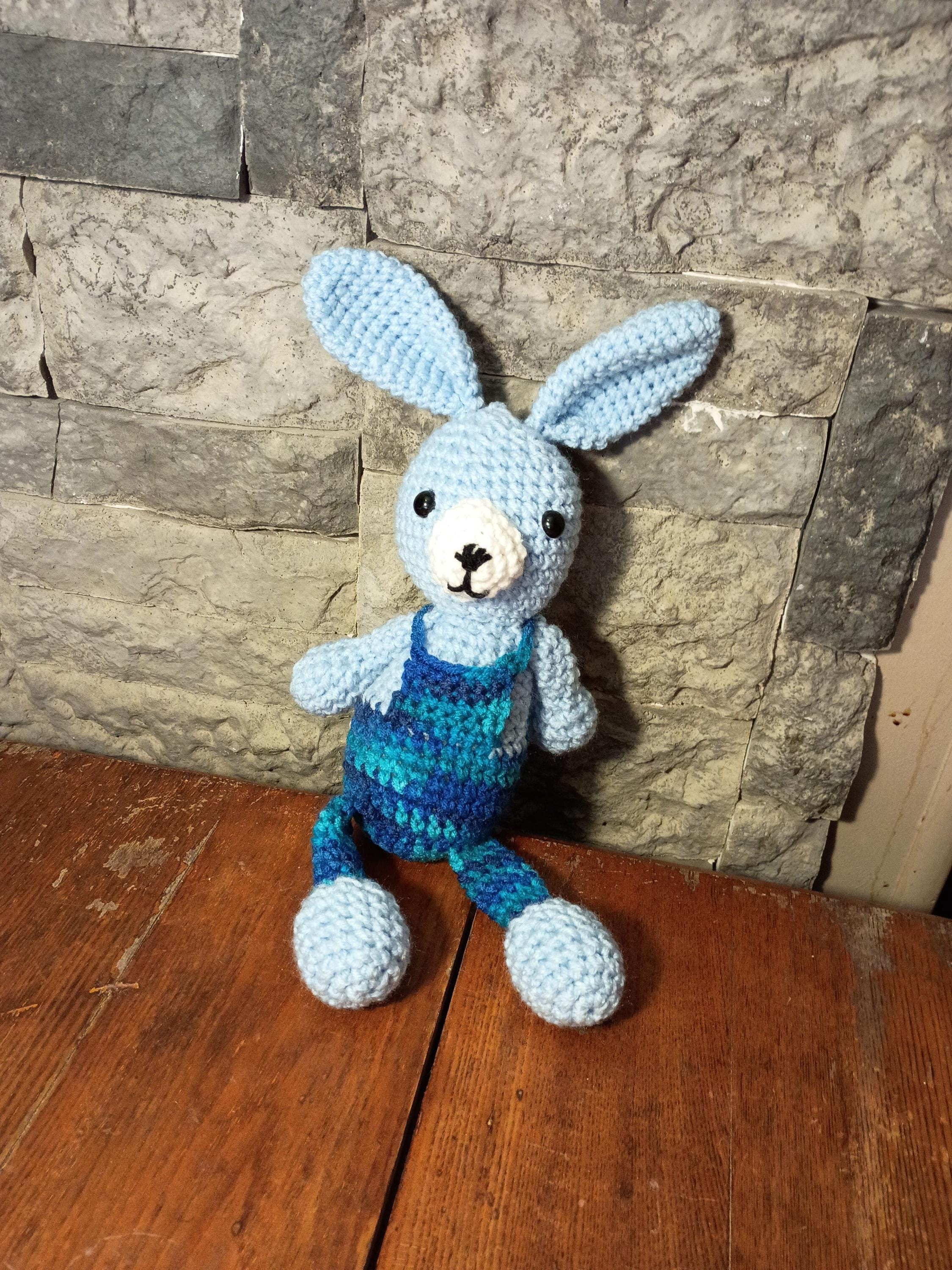 Blue Rabbit Stuffed Animal Handmade Rabbit in Blue Overalls Stuffed Animal ,baby, Toddler ...