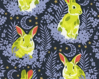 Besties  Hop To It Bluebell by Tula Pink for FreeSpirit Fabrics- Half Yard (multiple half yards purchased will be cut continuously)