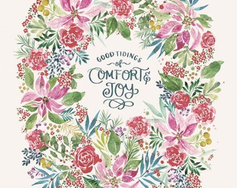 Comfort And Joy Wreath Fabric Panel by Create Joy Project for Moda