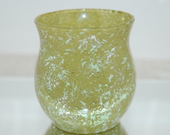 Hand Painted Moss Green Marbled Glass Candle Holder