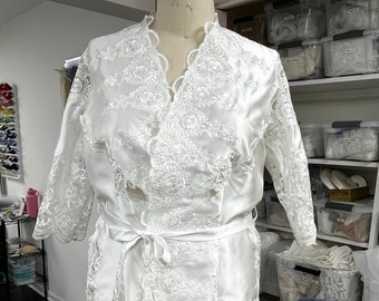 Custom Bridal Dressing Robe from Heirloom Materials and Vintage Wedding Dresses