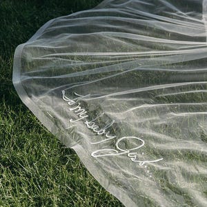 Custom Embroidery Personalized Bridal Veil | Names, Dates, Handwriting | Delicate Veil Details | Heirloom Wedding Veil Customization