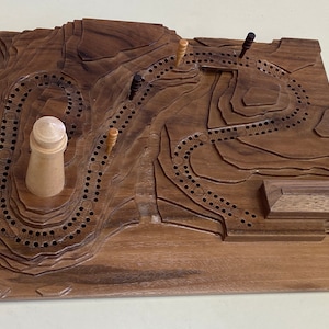 Walnut 3D Lighthouse Cribbage Board