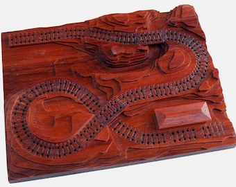Wooden 3D Railroad Cribbage Board - Pardu