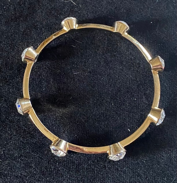 Givenchy Bangle Gold Tone & Big  Clear Rhinestone 