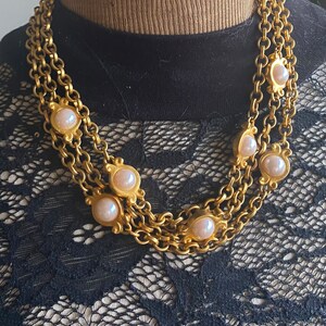 Authentic Vintage 1980s CHANEL 3-Strand Gold Nugget Bracelet RARE Lagerfeld