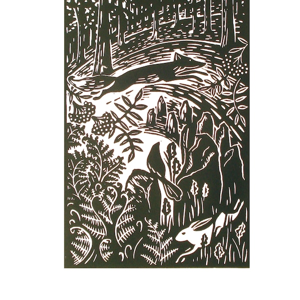 Dyffryn Woods - Original Lino print illustration