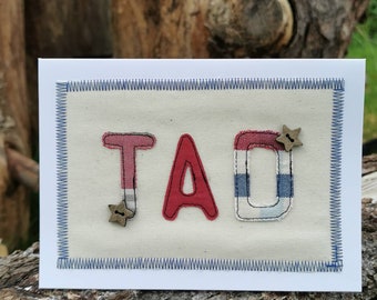 Appliquéd fabric card ~ Tad, Fathers day, Birthday, Any Occasion, Blank Inside, Greetings card, Handmade in Wales 5x7"