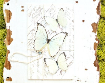 NEW 2023 collection no. 41 silk butterflies . 1 large, 2 small white hair clips, pins, magnets . birthday gift, wedding, bridesmaids, party