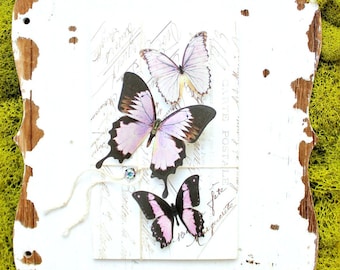 NEW 2023 collection no. 45 silk butterflies . 1 large, 2 small purple lavender lilac hair clips, pins, magnets . wedding, bride, bridesmaids