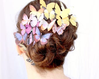 20 silk butterfly hair clips . butterflies . your choice . woodland wedding, bride, bridesmaids, flower girl, maid of honor