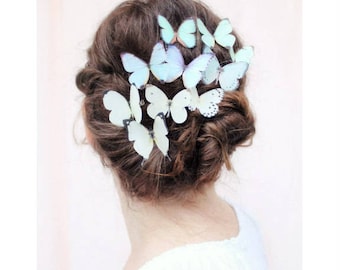 10-19 silk butterfly hair clips . butterflies . your choice . woodland wedding, bride, bridesmaids, flower girl, maid of honor