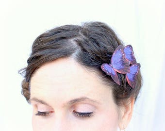 3 Handmade Emerald Green Silk Butterfly Hair Clips Emerald Etsy