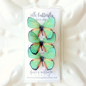 green silk butterflies . 1-20 hair clips, pins, magnets . your choice . birthday gift, wedding, bridesmaids, parties image 9