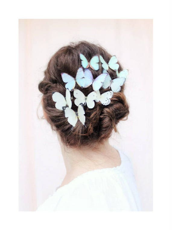 10 19 Silk Butterfly Hair Clips Realistic Butterflies Your Etsy