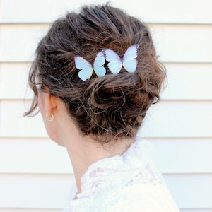 blue silk butterflies . 1-20 hair clips, pins, magnets . your choice . fairy sky birthday gift, wedding, bridesmaids, favor image 2