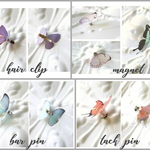 NEW 2023 collection no. 43 silk butterflies . 1 large, 2 small blue hair clips, pins, magnets . birthday gift, wedding, bridesmaids, party image 5