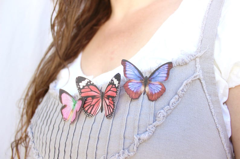 purple silk butterflies . 1-20 hair clips, pins, magnets . your choice . amethyst violet birthday gift, wedding, bridesmaids image 3