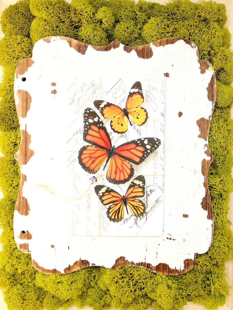 NEW 2023 collection no. 51 silk butterflies . 1 large, 2 small orange monarch woodland hair clips, pins, magnets . wedding, boho image 1