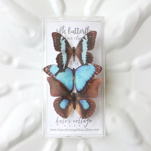 blue silk butterflies . 1-20 hair clips, pins, magnets . your choice . fairy sky birthday gift, wedding, bridesmaids, favor image 9